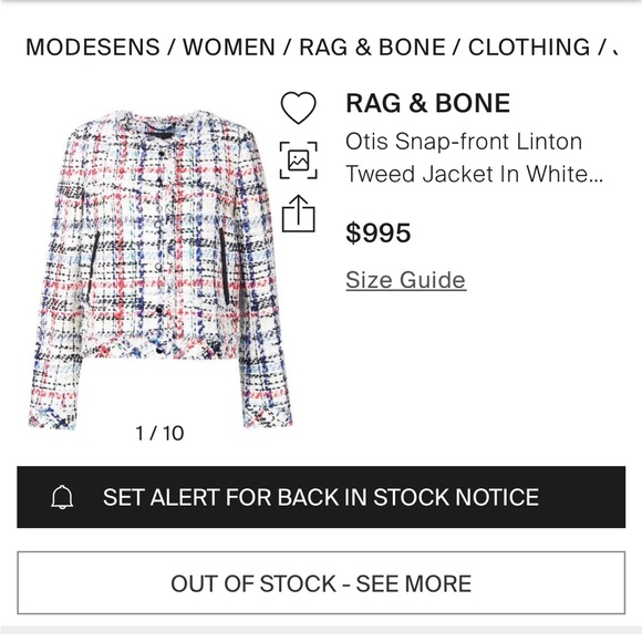 Rag and Bone Otis Tweed Jacket size Large EUC - Picture 4 of 10